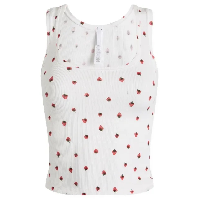 SKIMS Women's Cotton Rib Tank Top Snow Strawberry Print