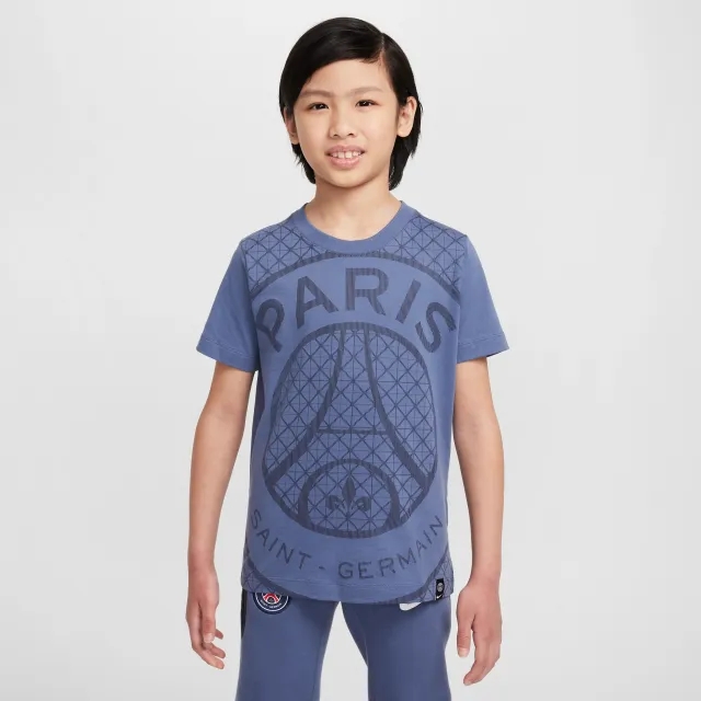 Paris Saint-Germain Older Kids' Nike Football Seasonal Print T-Shirt - Blue - Cotton