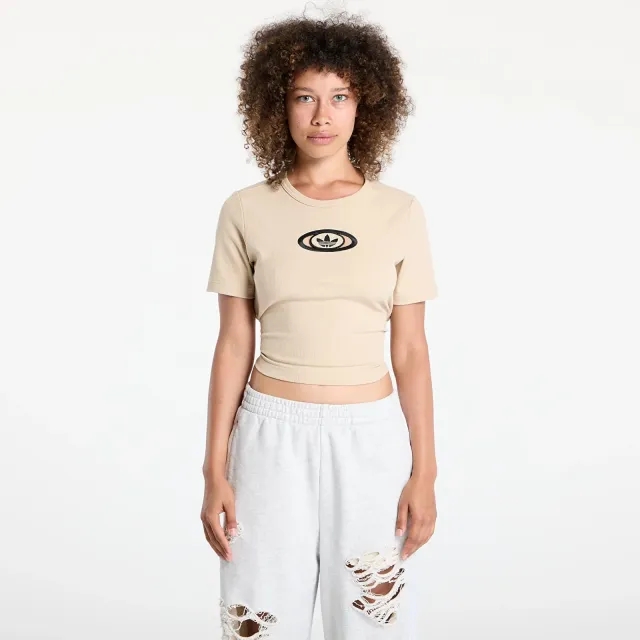 T-Shirt Adidas Originals Campus 2000 Back Cut Out Rib T-Shirt Stone Khaki Xs