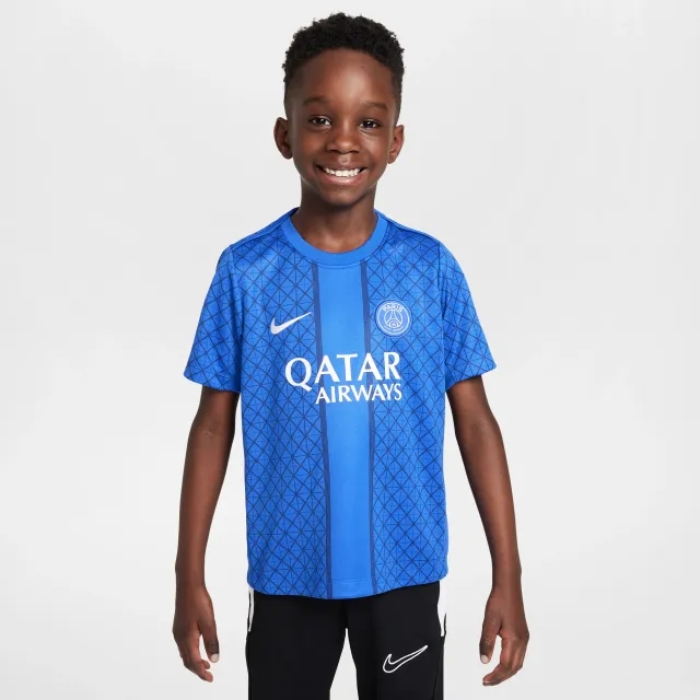 Nike Paris Saint-Germain Academy Pro Home Younger Kids' Jordan Dri-FIT Football Pre-Match Short-Sleeve Top - Blue - Polyester