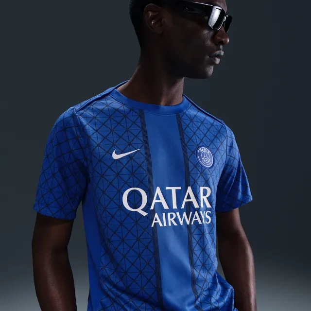 Paris Saint-Germain Academy Pro Home Men's Nike Dri-FIT Football Pre-Match Short-Sleeve Top - Blue - Polyester