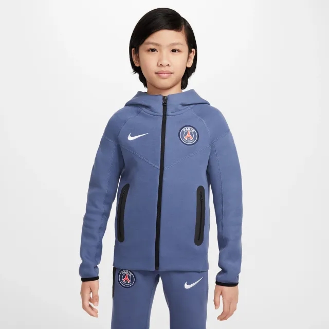 Paris Saint-Germain Tech Older Kids' (Boys') Nike Football Fleece Full-Zip Hoodie - Blue - Cotton/Polyester