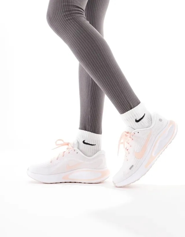 Nike Running Journey Run Trainers In White And Orange