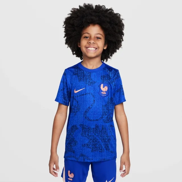 FFF Academy Pro Older Kids' Nike Dri-FIT Football Pre-Match Short-Sleeve Top - Blue - Polyester