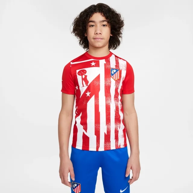 Atlético Madrid Academy Pro Home Older Kids' Nike Dri-FIT Football Pre-Match Short-Sleeve Top - Red - Polyester