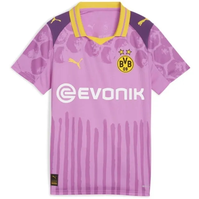 PUMA Kidsuper x Borussia Dortmund Jersey Youth, Mauve Pop/Faster Yellow, size 11-12 Youth