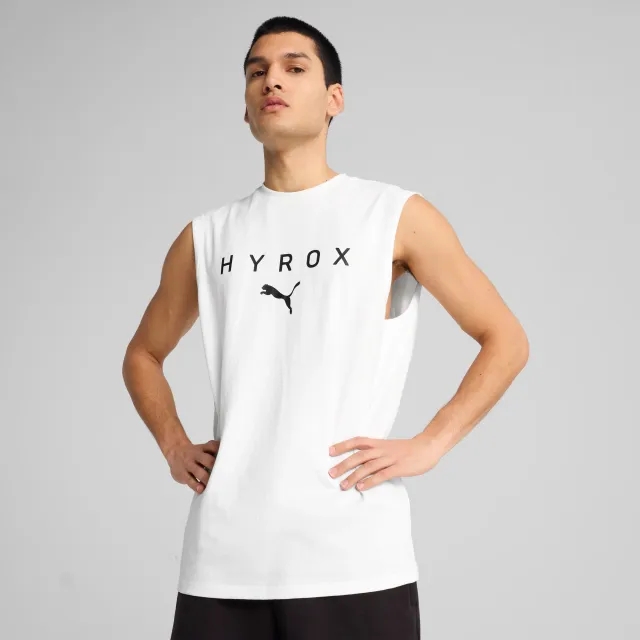 PUMA x HYROX Cut-Off Tank Men, White, size Large