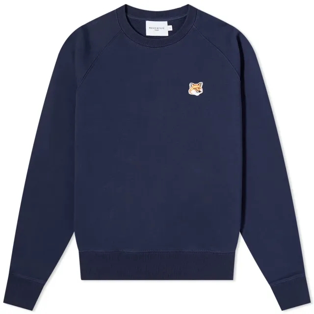 Maison Kitsuné Women's Fox Head Patch Adjusted Crew Sweat Navy