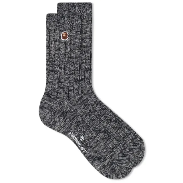 A Bathing Ape Men's Ape Head One Point Socks Charcoal