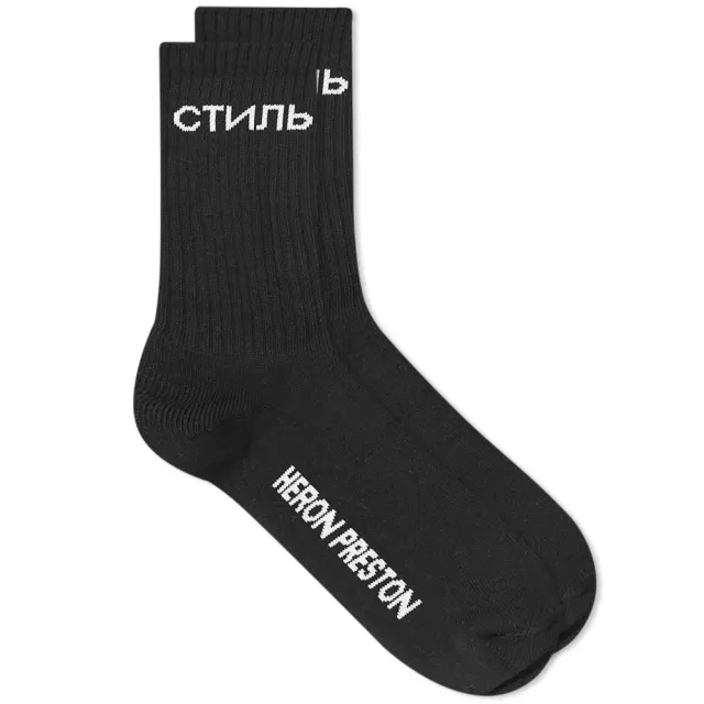Heron Preston Men's CTNMB Logo Long Sock Black