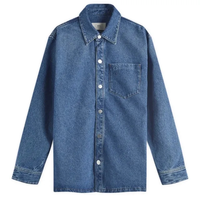 AMI Paris Men's Denim ADC Overshirt Blue