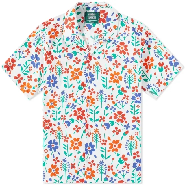 Gitman Vintage Men's x Alexander Girard Flores Camp Collar Shirt White