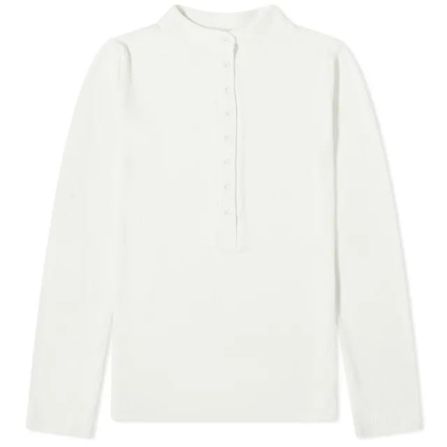 Joah Brown Women's Button Down Henley Long Sleeve Top Bone