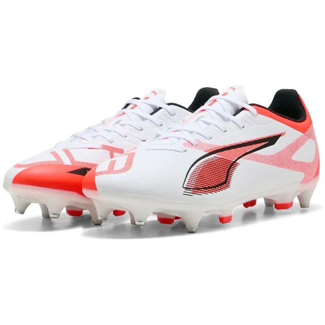 PUMA Ultra 5 Play MxSG Football Boots Unisex, White/Black/Glowing Red, size 10