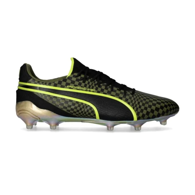 PUMA King Ultimate x Porsche FG/AG Football Boots Unisex, Olive Drab/Black/Gold, size 10