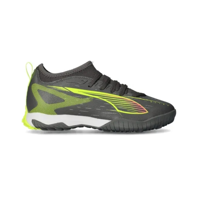 PUMA Ultra 5 Match TT Mid Football Boots Youth, Matte Aged Silver/Yellow Alert/Aged Silver, size 1