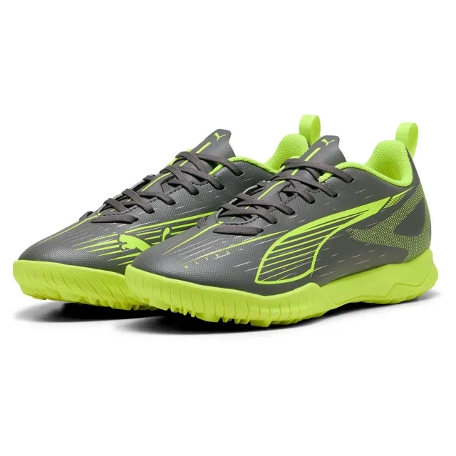 PUMA Ultra 5 Play TT Football Boots Youth, Matte Aged Silver/Yellow Alert/Aged Silver, size 1
