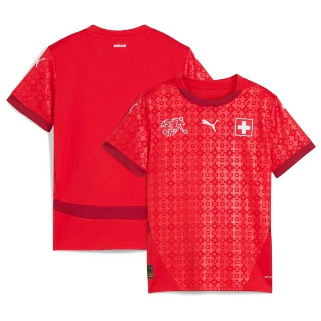 PUMA Switzerland Women's Team 2025 Home Jersey Youth, Red/Dark Crimson, size 11-12 Youth