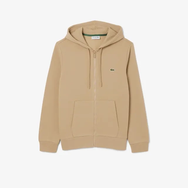 Lacoste Zip-Up Fleece Hoodie - Beige