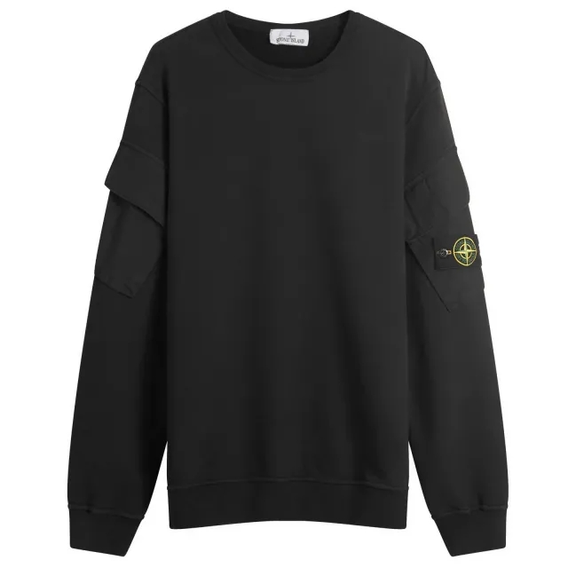 Stone Island Men's Brushed Fleece Cargo Pocket Sweatshirt Black