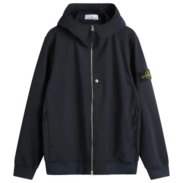 Stone Island Men's Soft Shell-R Hooded Jacket Navy Blue