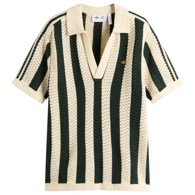 Adidas Women's x Clot Knitted Polo Shirt Green Night/Cream White