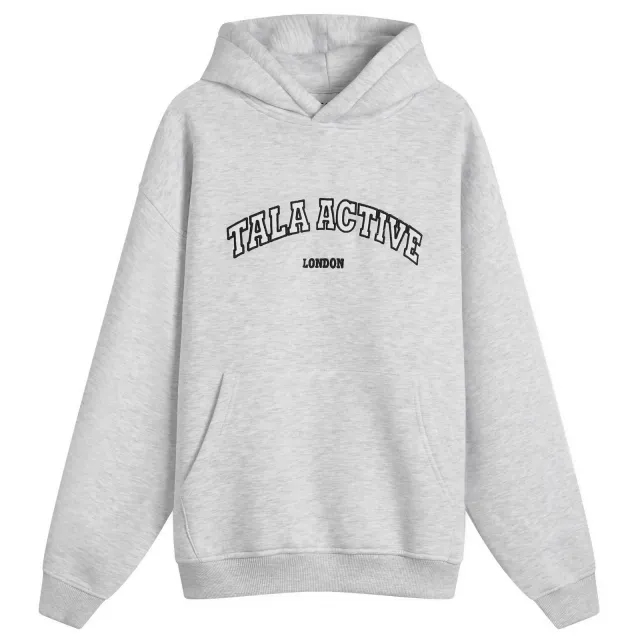 TALA Women's Oversized Active Logo Hooded Sweatshirt Grey Marl
