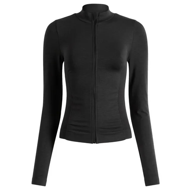 TALA Women's Sculpt Seamless Zip Through Mock Neck Black Marl