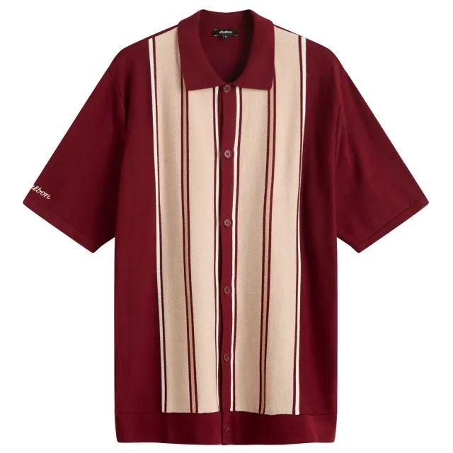 Malbon Men's Jude Knitted Polo Vino Rose
