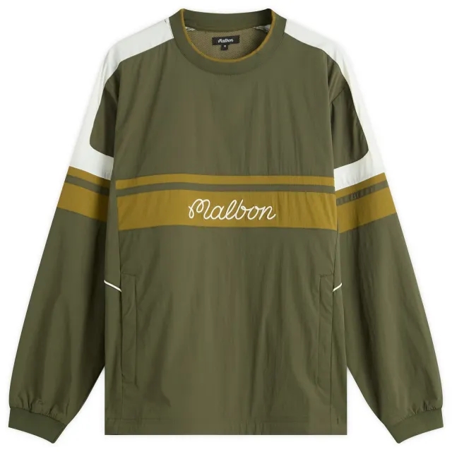 Malbon Men's Sportivia Nylon Popover Jacket Cypress Green