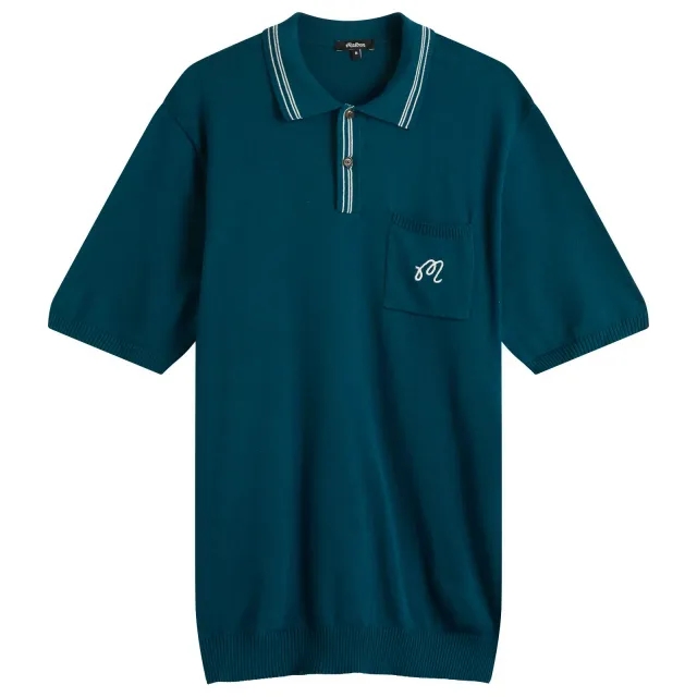Malbon Men's Campania Knitted Polo Azurra