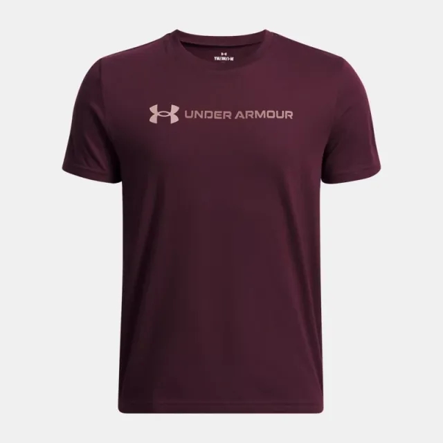 Under Armour  Logo Wordmark Boys' Short Sleeve Dark Maroon / Maroon Mist YXL (63 - 67 in)