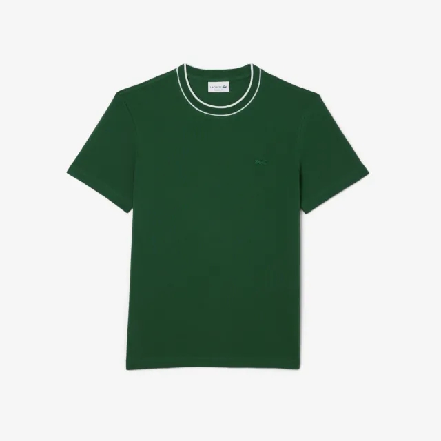 Lacoste Stretch Piqué Stripe Collar T-shirt - Pine Green