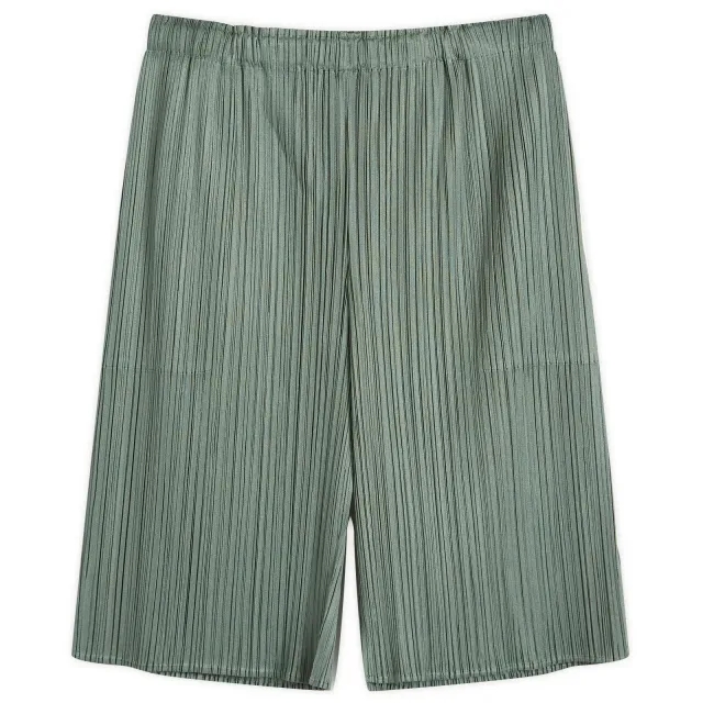 Pleats Please Issey Miyake Women's Pleated Shorts Moss Green