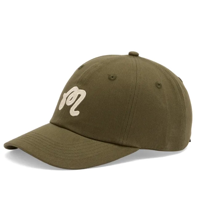 Malbon Men's Washed Applique Cap Cypress Green