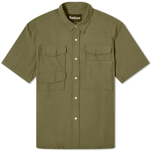 Barbour Men's Lisle Safari Short Sleeve Shirt Mid Olive