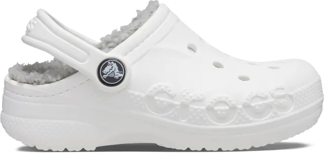 Crocs | Kids | Baya Lined | Clogs | White / Light Grey | C11
