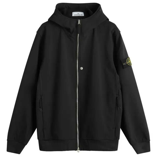 Stone Island Men's Soft Shell-R Hooded Jacket Black