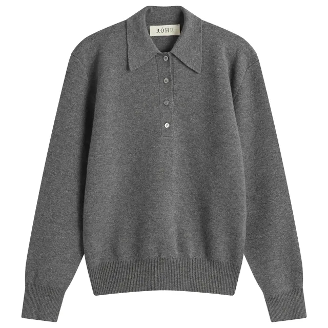 Róhe Women's Sculptural Polo Mid Grey Melange