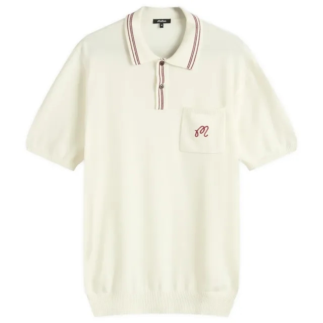 Malbon Men's Campania Knitted Polo Ivory