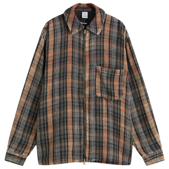 Won Hundred Men's Zayne Zip Overshirt Bleached Check