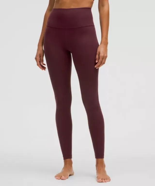 lululemon – Women's Align High-Rise Ribbed Pants – 28" – Color Burgundy/Red – Size 0