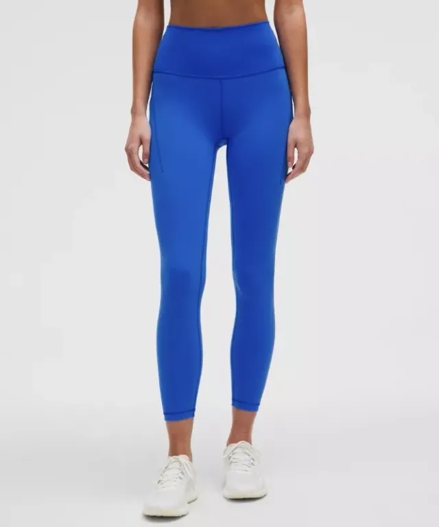 lululemon – Women's Wunder Train High-Rise Tight Leggings with Pockets – 25" – Color Blue/Neon – Size 0