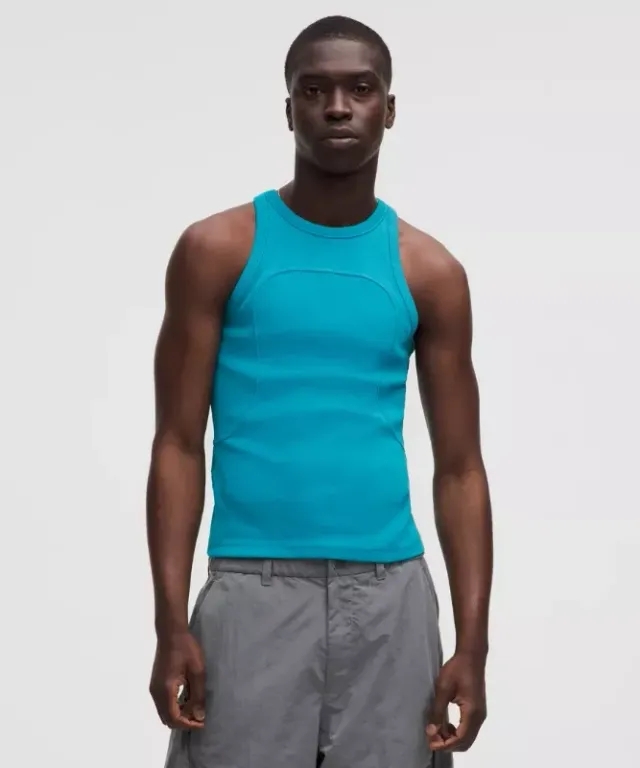 lululemon – Men's Ribbed Cotton Tight-Fit Tank Top SLNSH Collection – Color Blue – Size L
