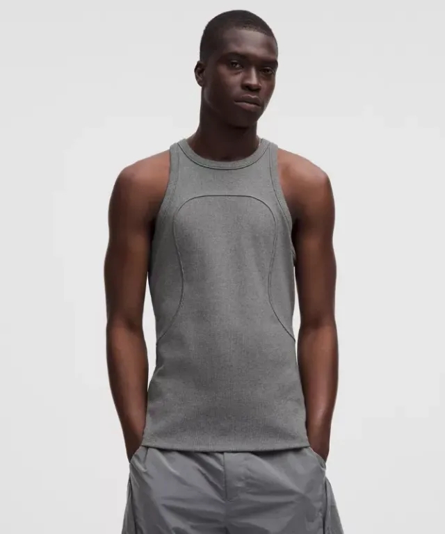 lululemon – Men's Ribbed Cotton Tight-Fit Tank Top SLNSH Collection – Color Grey – Size L