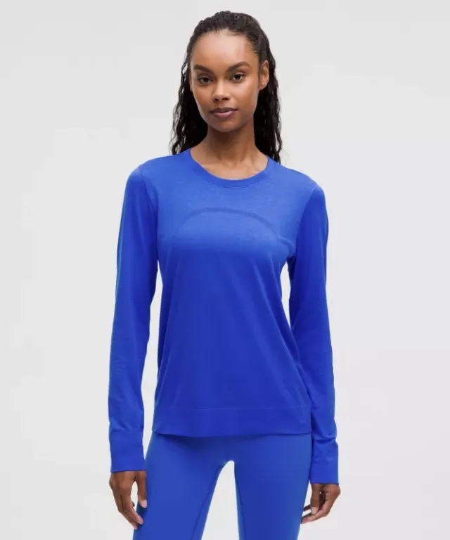 lululemon – Women's Swiftly Relaxed Long-Sleeve Shirt Hip Length – Color Blue/Neon – Size 0