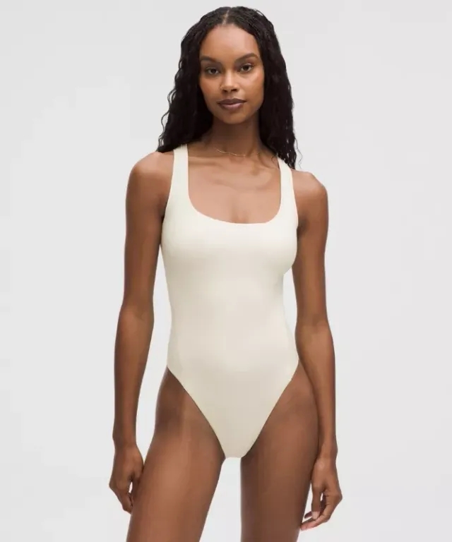 lululemon – Women's Wundermost Ultra-Soft Nulu Square-Neck Sleeveless Bodysuit – Color White – Size L