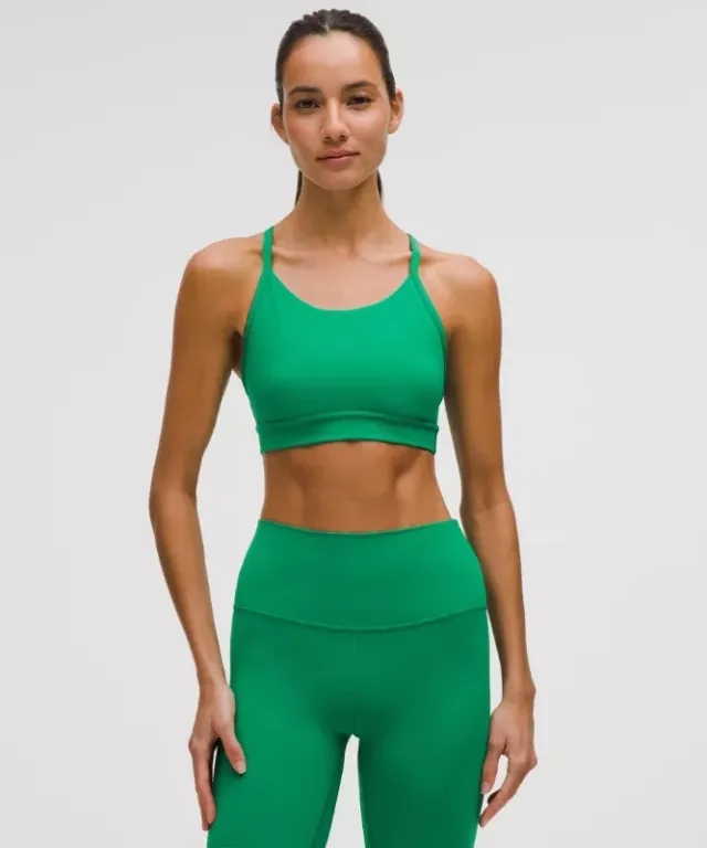 lululemon – Women's Flow Y Mid-Support Sports Bra B/C Cup – Color Green – Size 10