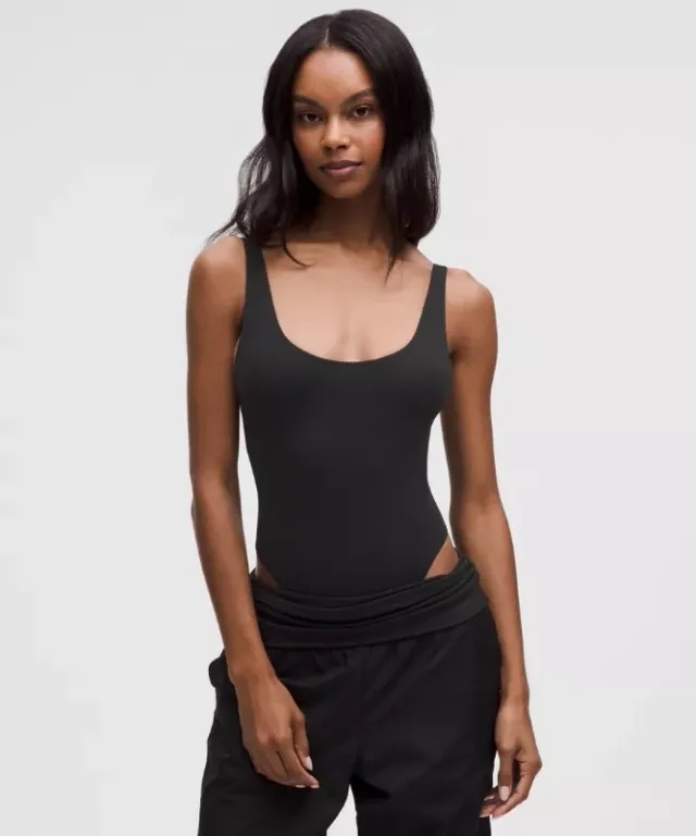 lululemon – Women's Wundermost Ultra-Soft Nulu Mesh Scoop-Back Sleeveless Thong Bodysuit – Color Black – Size L