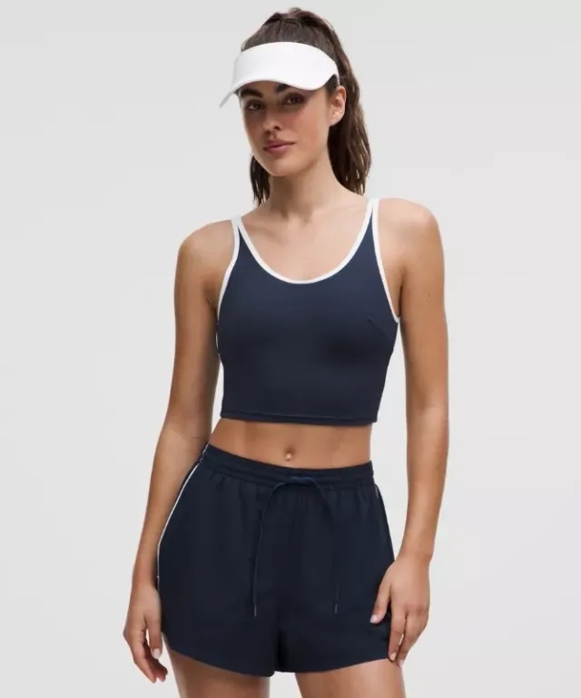 lululemon – Women's Scoop-Neck Cutout Tennis Tank Top Medium Support, B/C Cup – Color Blue/White – Size L